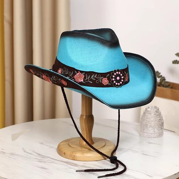 1813 Cowboy Hats For Women Blue Cowgirl Classic Woven  display picture 3
